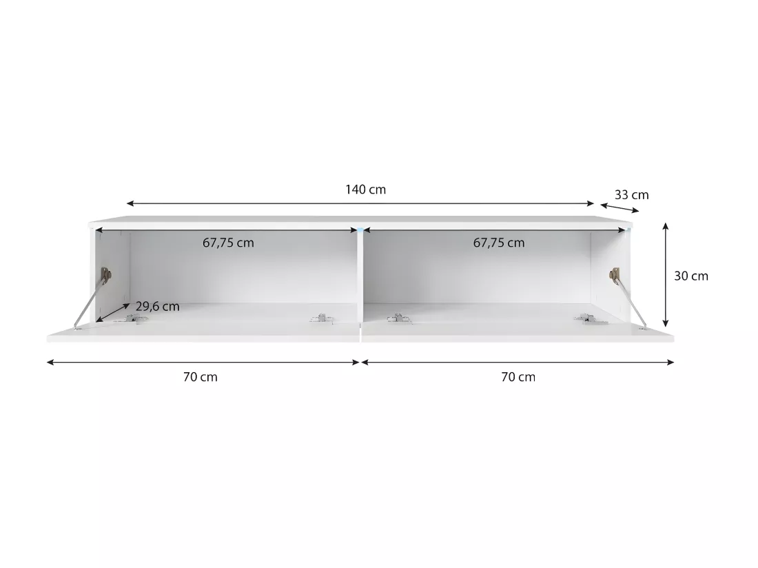 Meuble TV - 140 cm - chêne wotan - sans LED - KANE