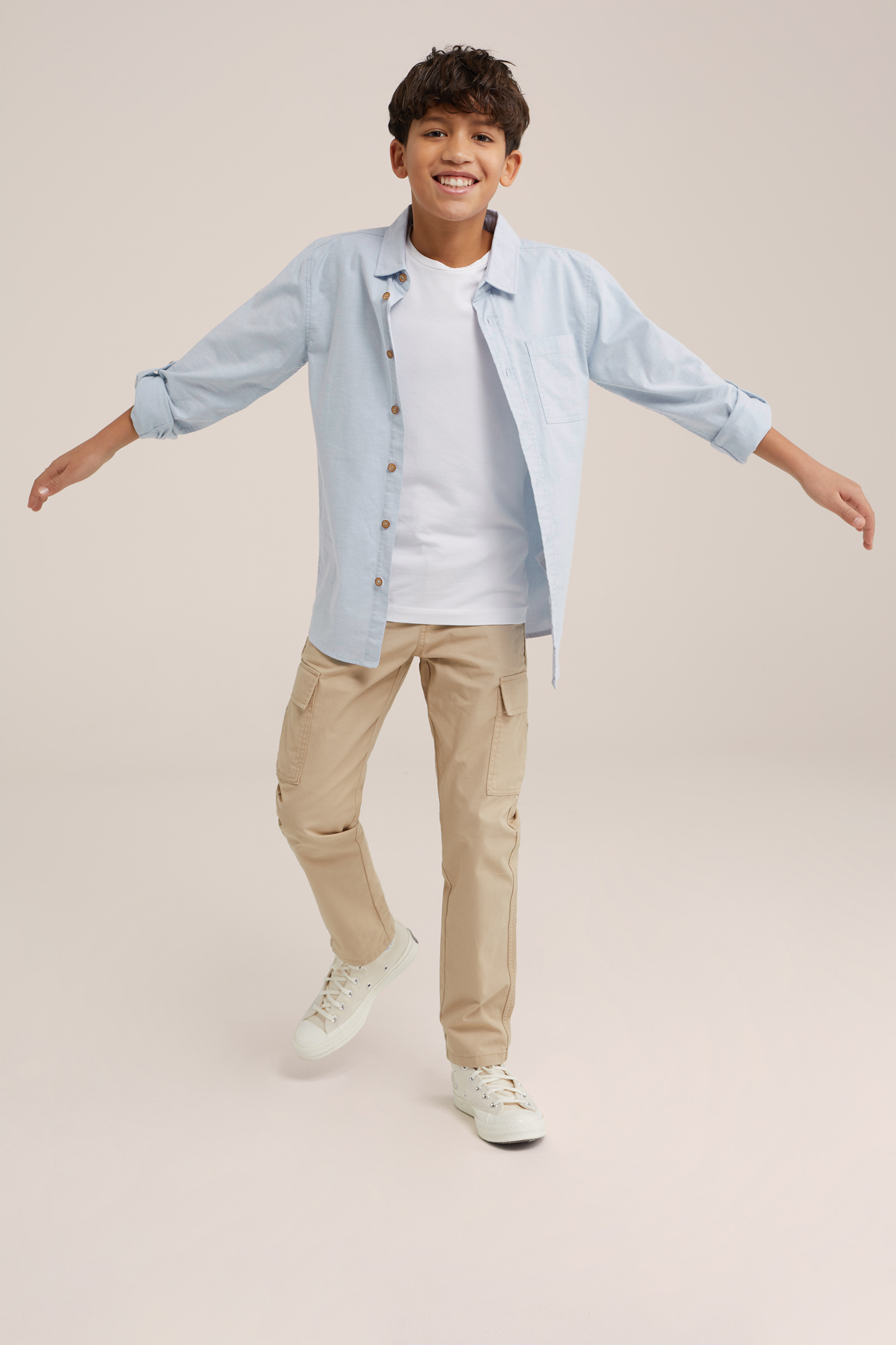 Jongens overhemd met borstzak WE Fashion Lichtblauw