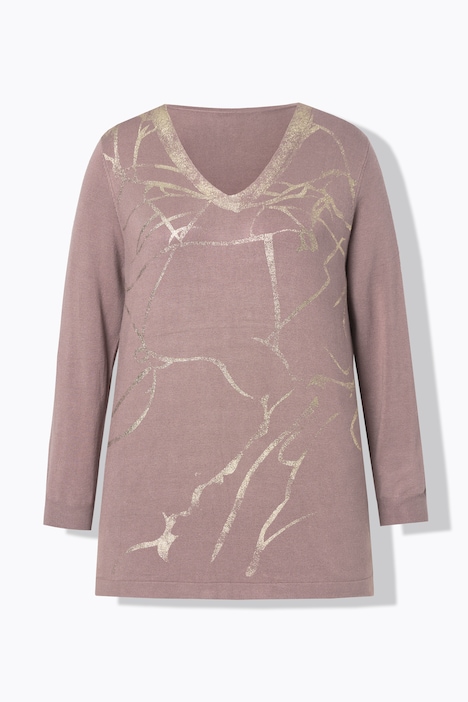 Pullover, A-Linie, Metallic-Marmormuster