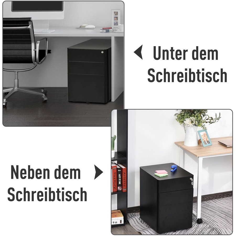 Vinsetto Aktenschrank mit Schließfach schwarz