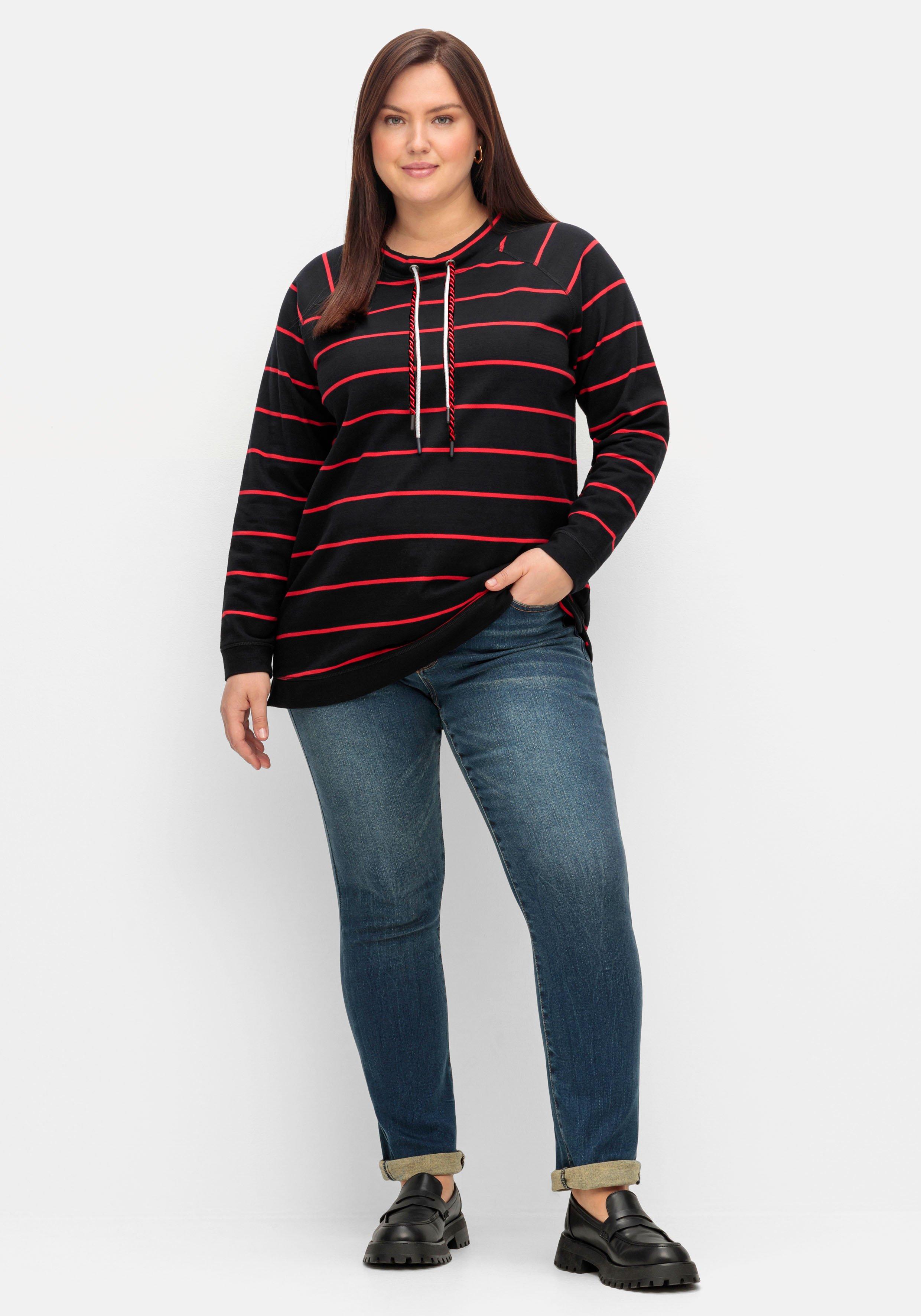 Gestreiftes Sweatshirt mit Stehkragen
