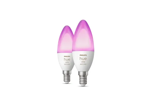 Philips Hue White and Color Ambiance - LED-lyspære - form: B39 - E14 - 4 W (tilsvarende 25 W) - klasse G - 16 millioner farver/varmt til køligt hvidt lys - 2000-6500 K (pakke med 2)