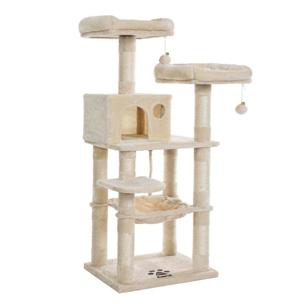 Arbre à chat tour avec 2 perches hauteur 143 cm beige