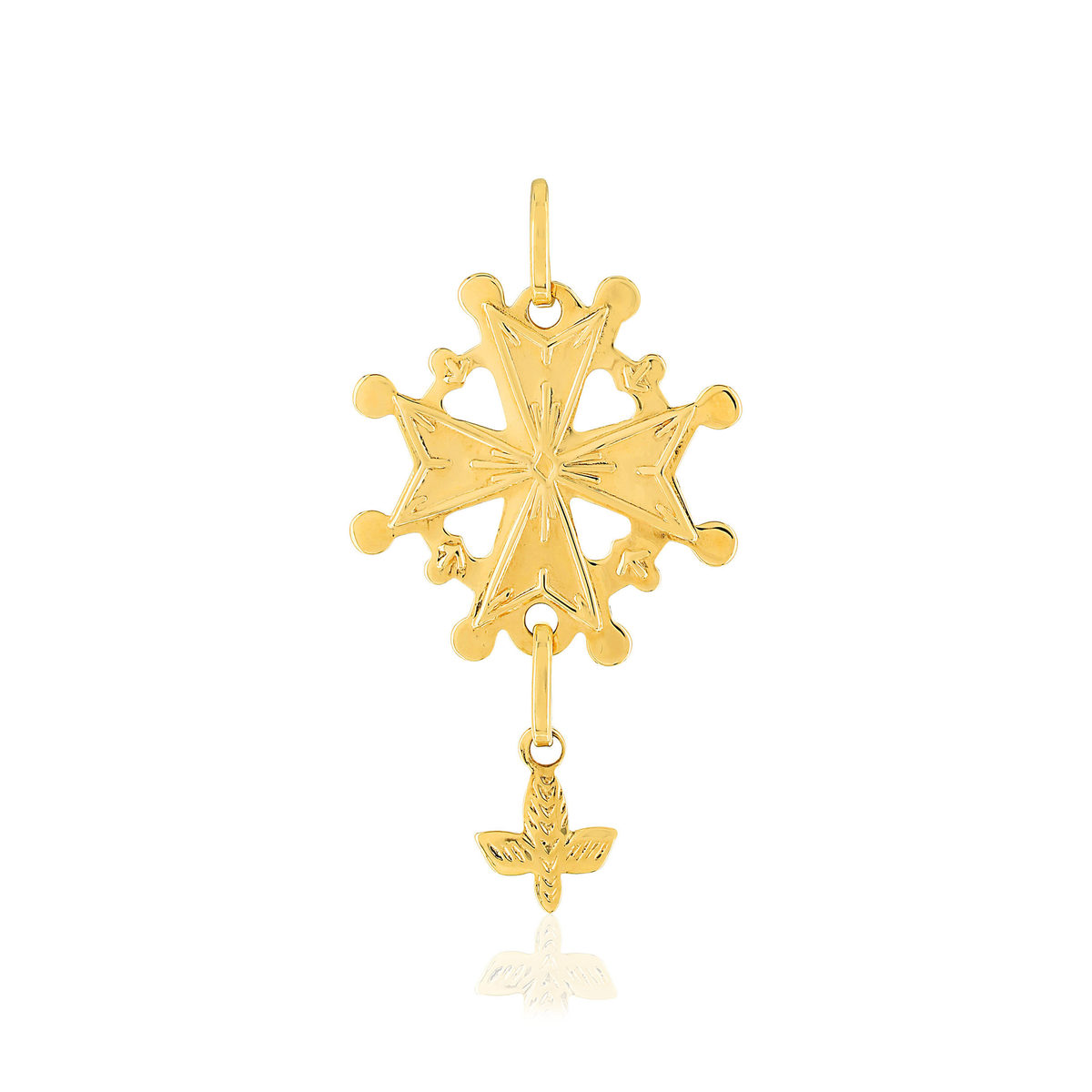 Pendentif croix huguenote or 375 jaune
