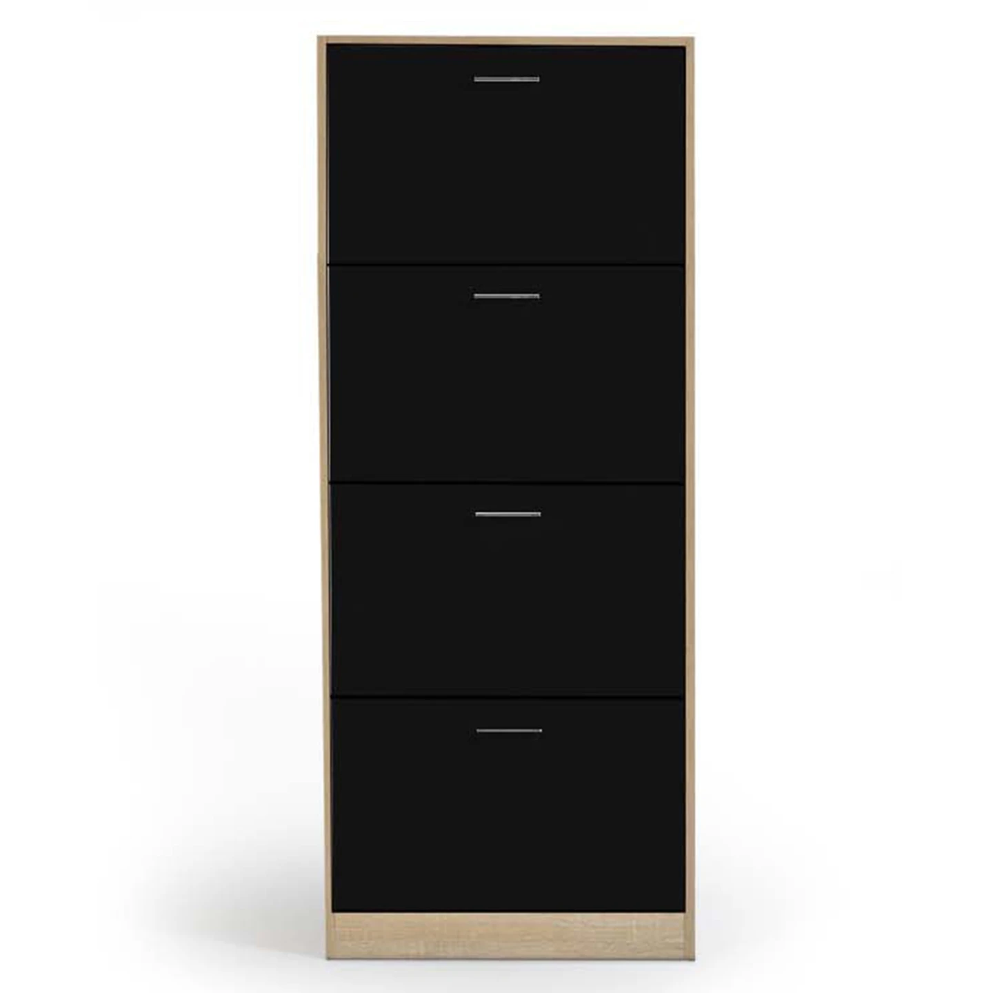 Meuble à chaussures 24 paires KLARK imitation hêtre 4 portes noires