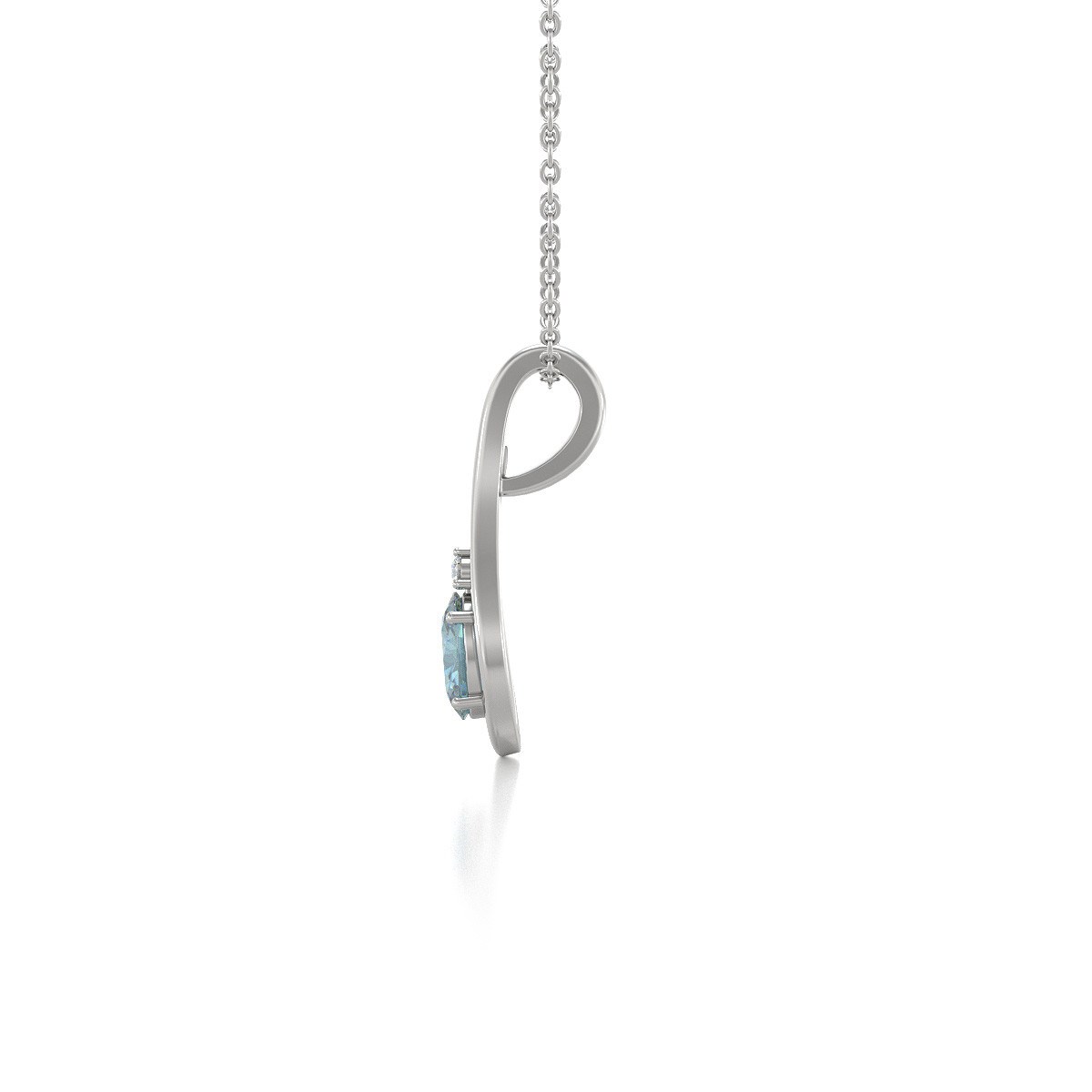 Collier Pendentif Or Blanc 585 Aigue-Marine et Diamants - Bijou de Qualité Supérieure | Aden
