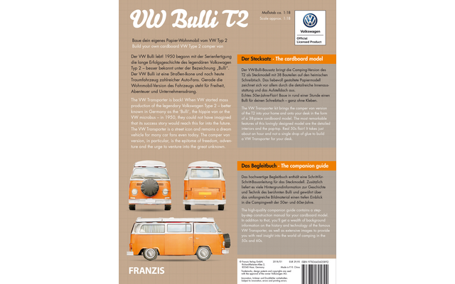 Franzis VW Bulli T2 Papier-Wohnmobil im Maßstab 1:18 inkl. Begleitbuch