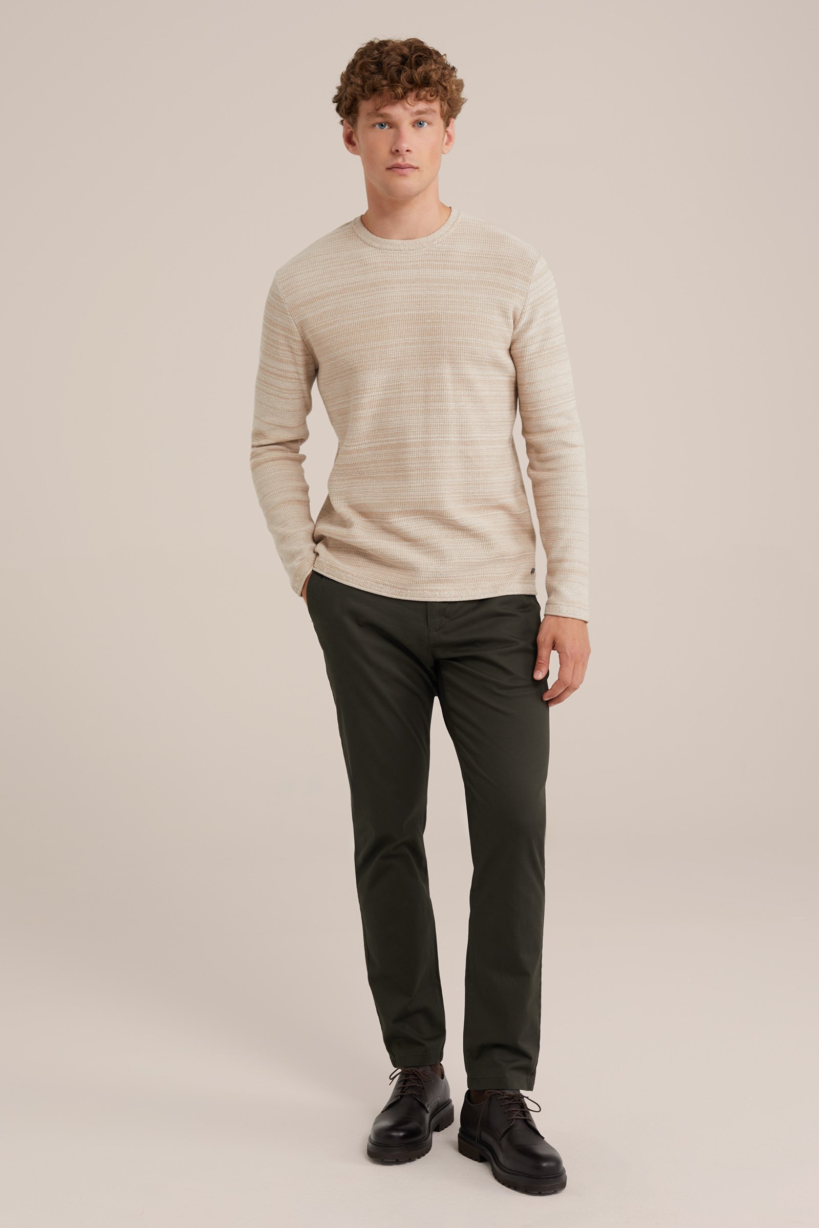 trui met structuur WE Fashion Beige