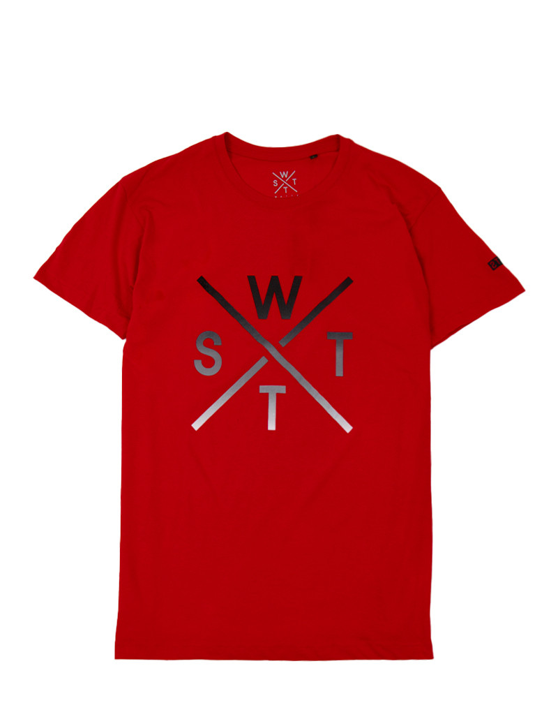 WATTS T-SHIRT ROUGE MANCHES COURTES GRAND LOGO