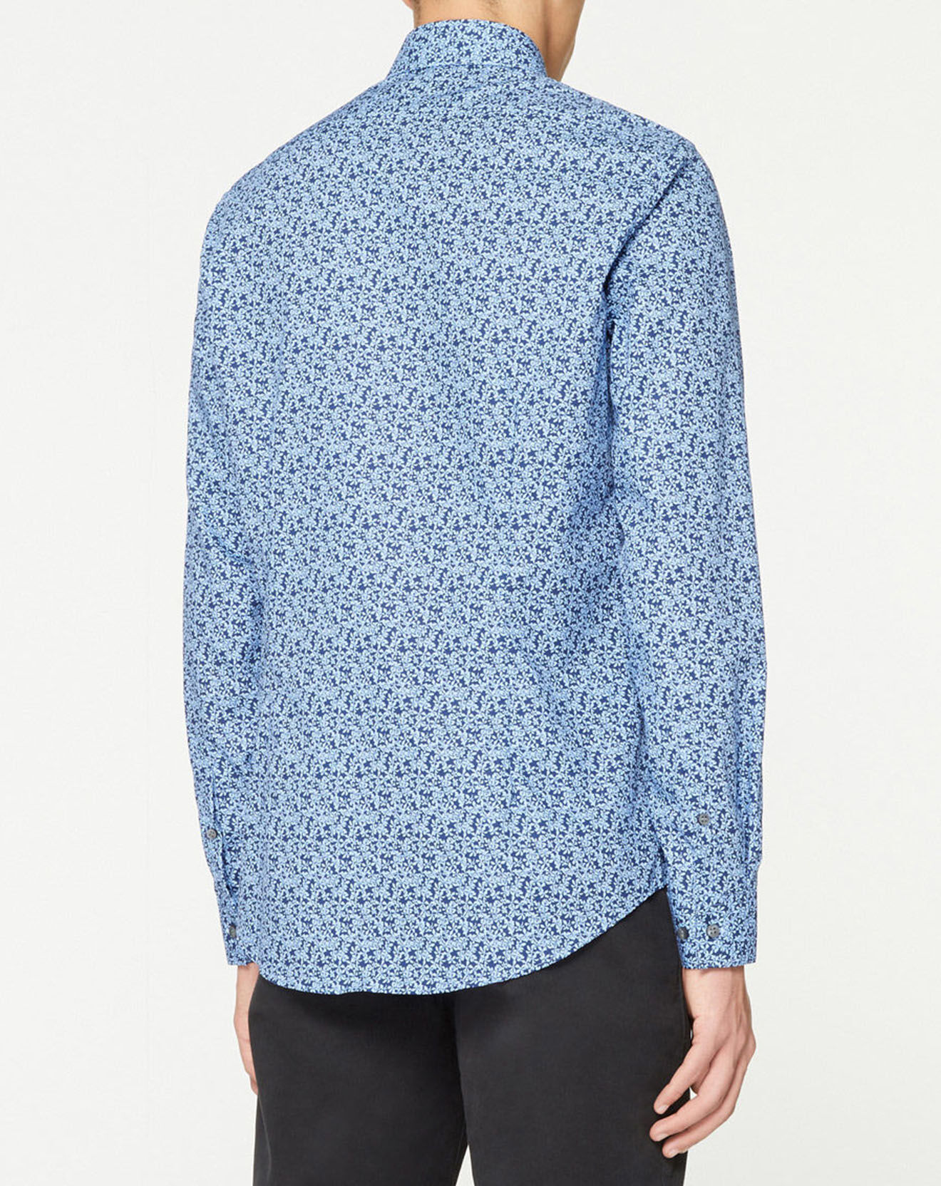 Calvin Klein Chemise slim imprimée Fleurs bleue