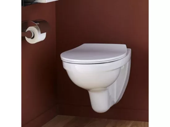 WC suspendu sans bride JACOB DELAFON Patio + abattant extra plat