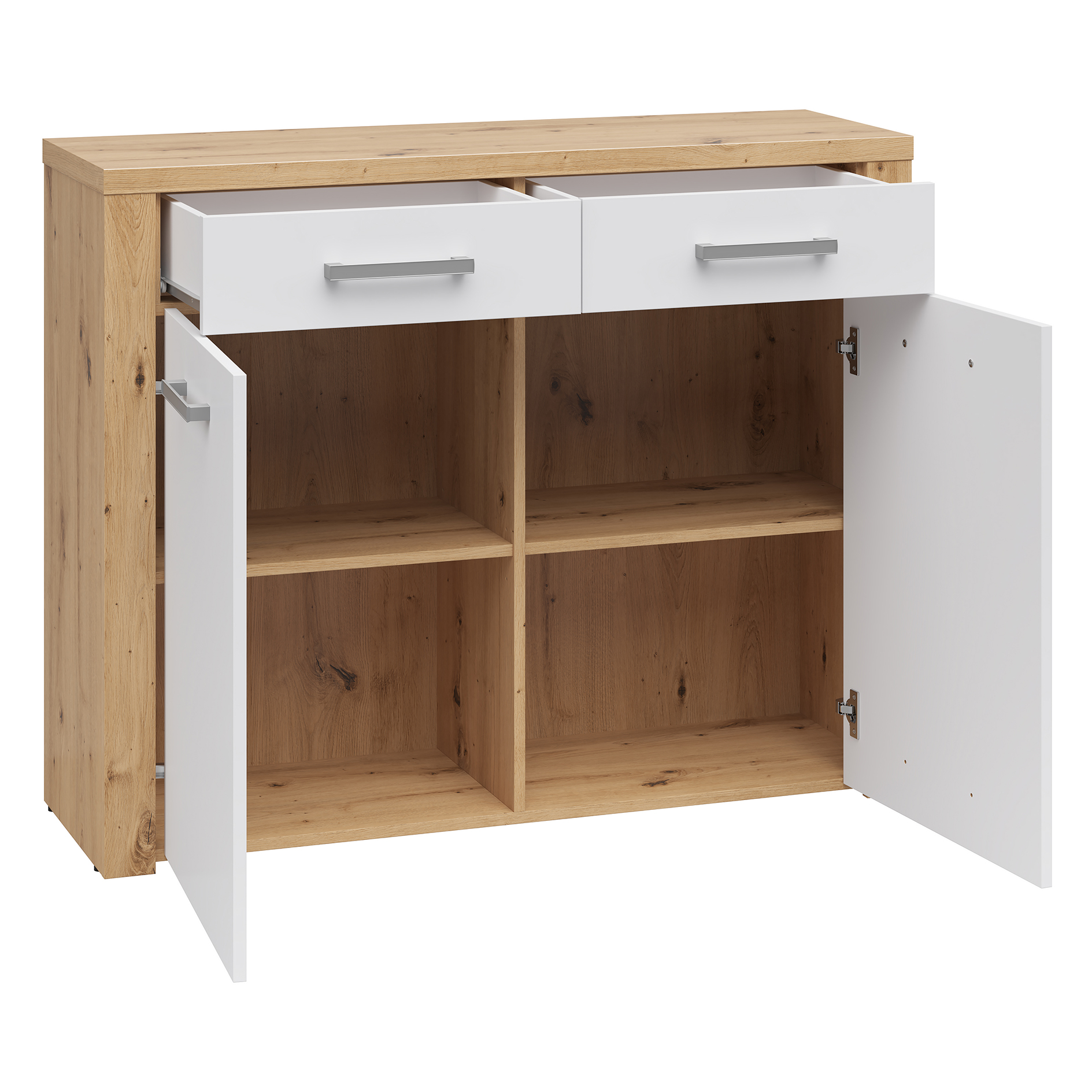 Garderobenkommode - Artisan Eiche - weiß - 110 cm