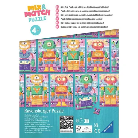 Ravensburger Puzzle - Süße Roboter, 3 x 24 Teile