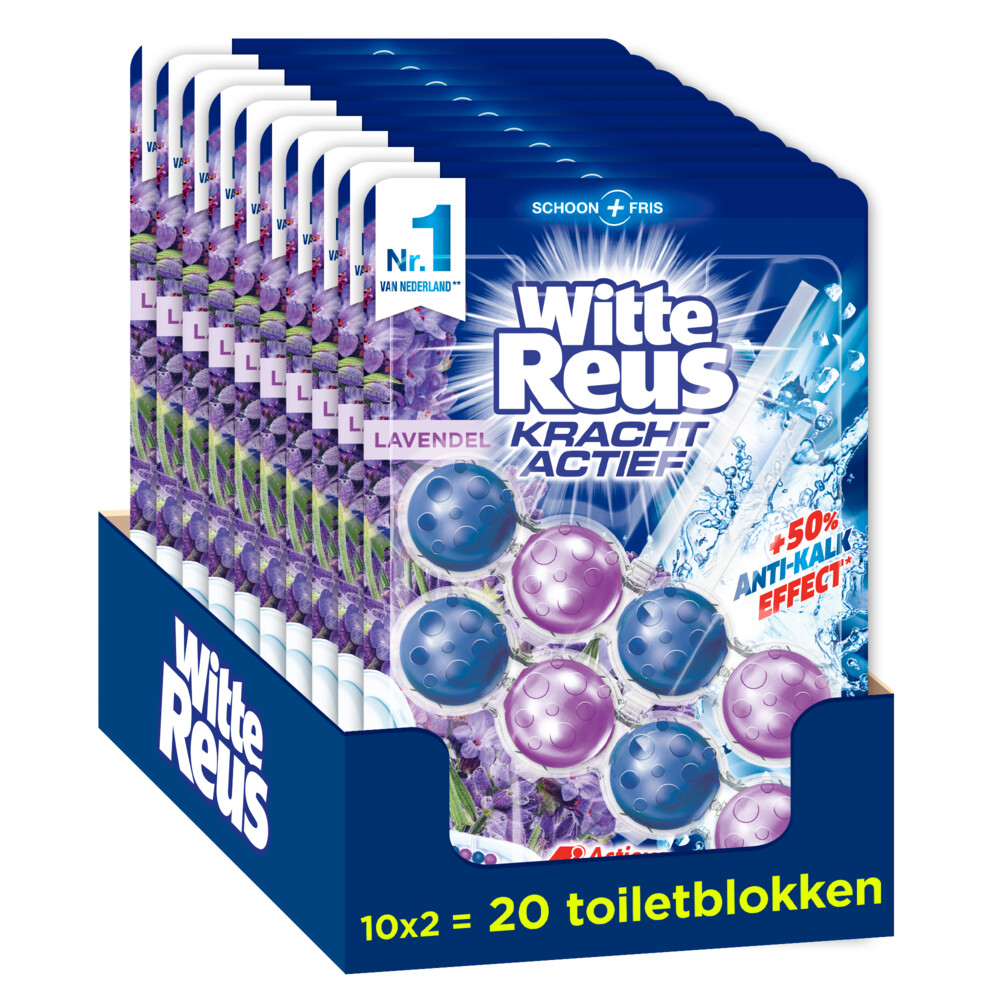 10x Witte Reus Toiletblok Kracht Actief Lavendel2 stuks