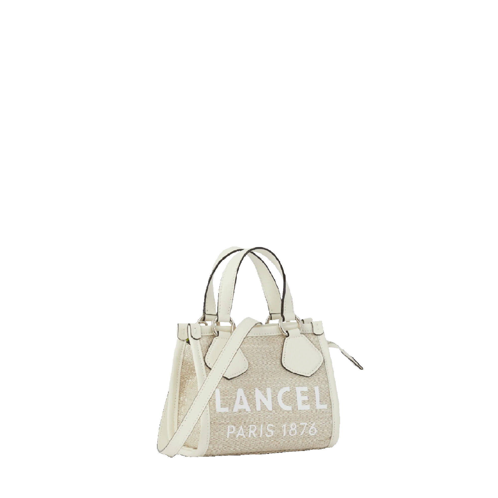 Mini cabas zippé Summer tote-Naturel/Blanc