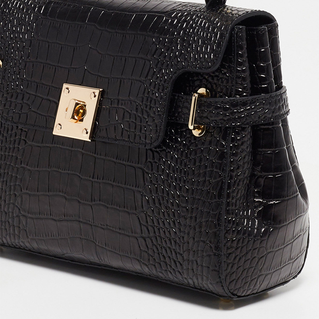 Christian Laurier Sac à main en Cuir croco Swan noir - 28x20x11 cm