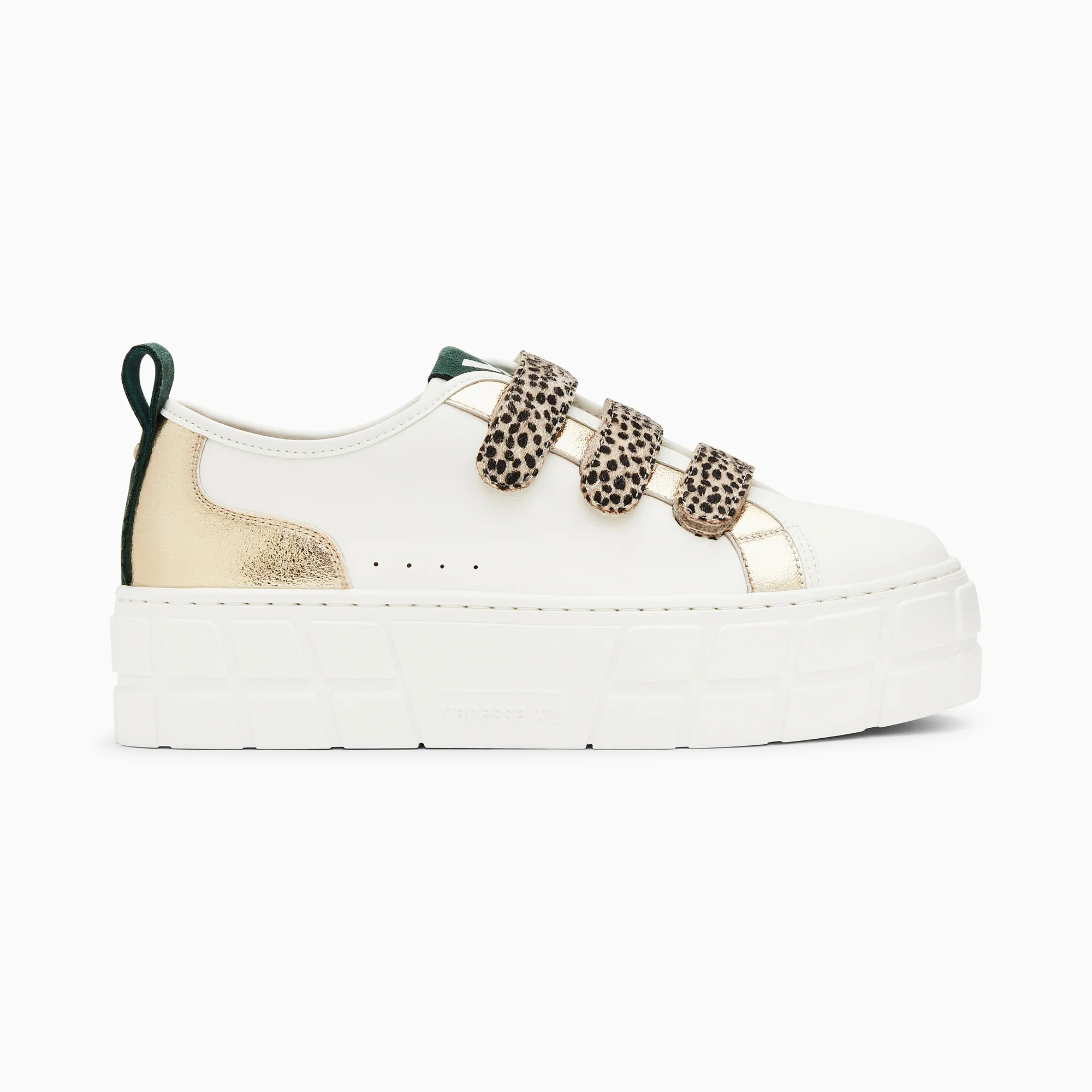 Sneakers-Baskets Bridget or et guépard à plateforme