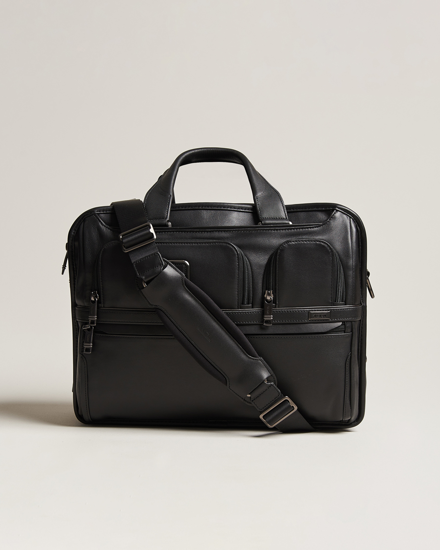 TUMI Alpha 3 Exp Organizer Laptop Leather Brief Black