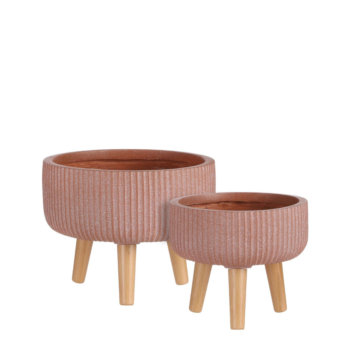 Mica decorations jardinière nuovo - 30x30x24 cm - magnésium - terre cuite - set de 2