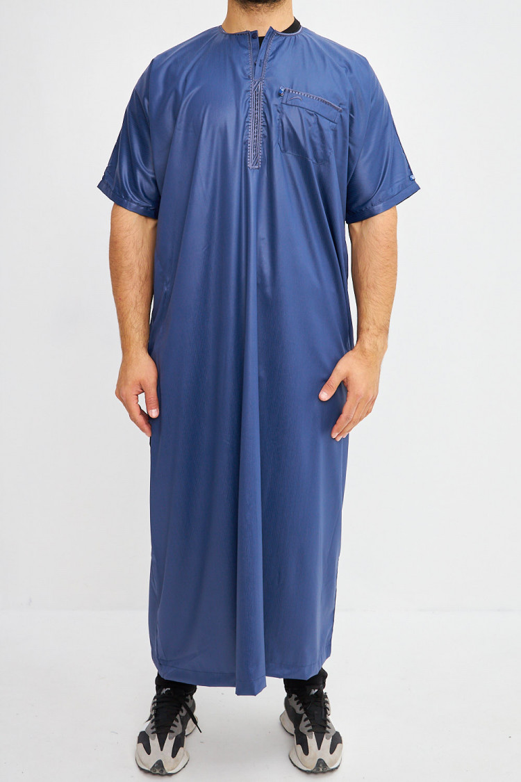 Qamis satiné à manches courtes