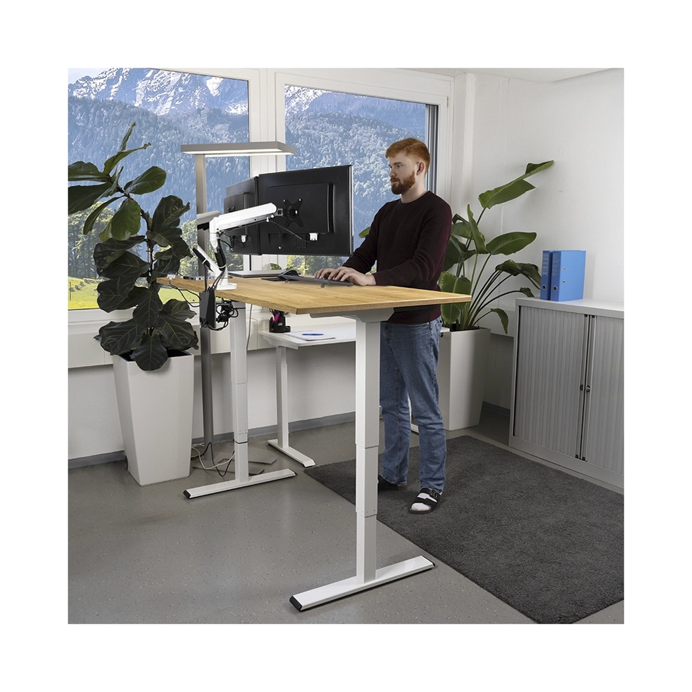 CONTINI höhenverstellbarer Bürotisch 1.4x0.8m Eiche / Gestell ET225E weiss