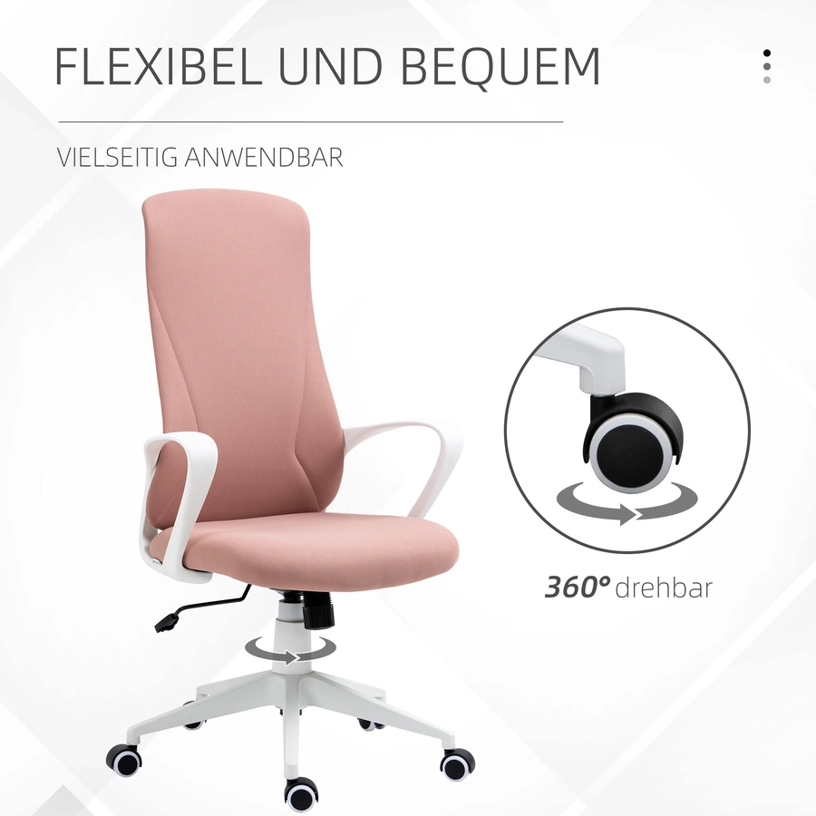 Vinsetto Bürostuhl mit Wippfunktion und geschwungener Rückenlehne rosa
