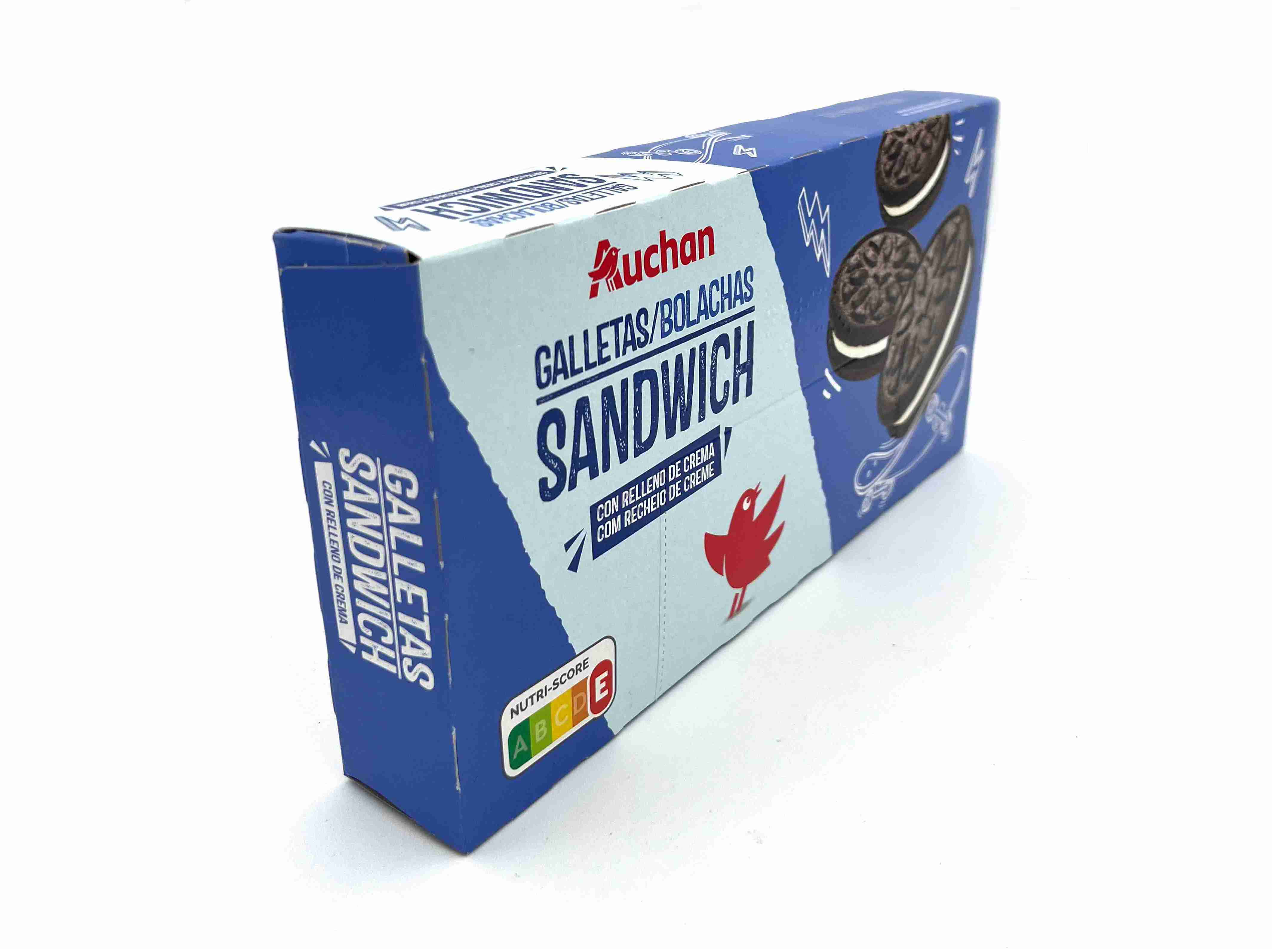 BOLACHA AUCHAN SANDWICH CACAU 220G
