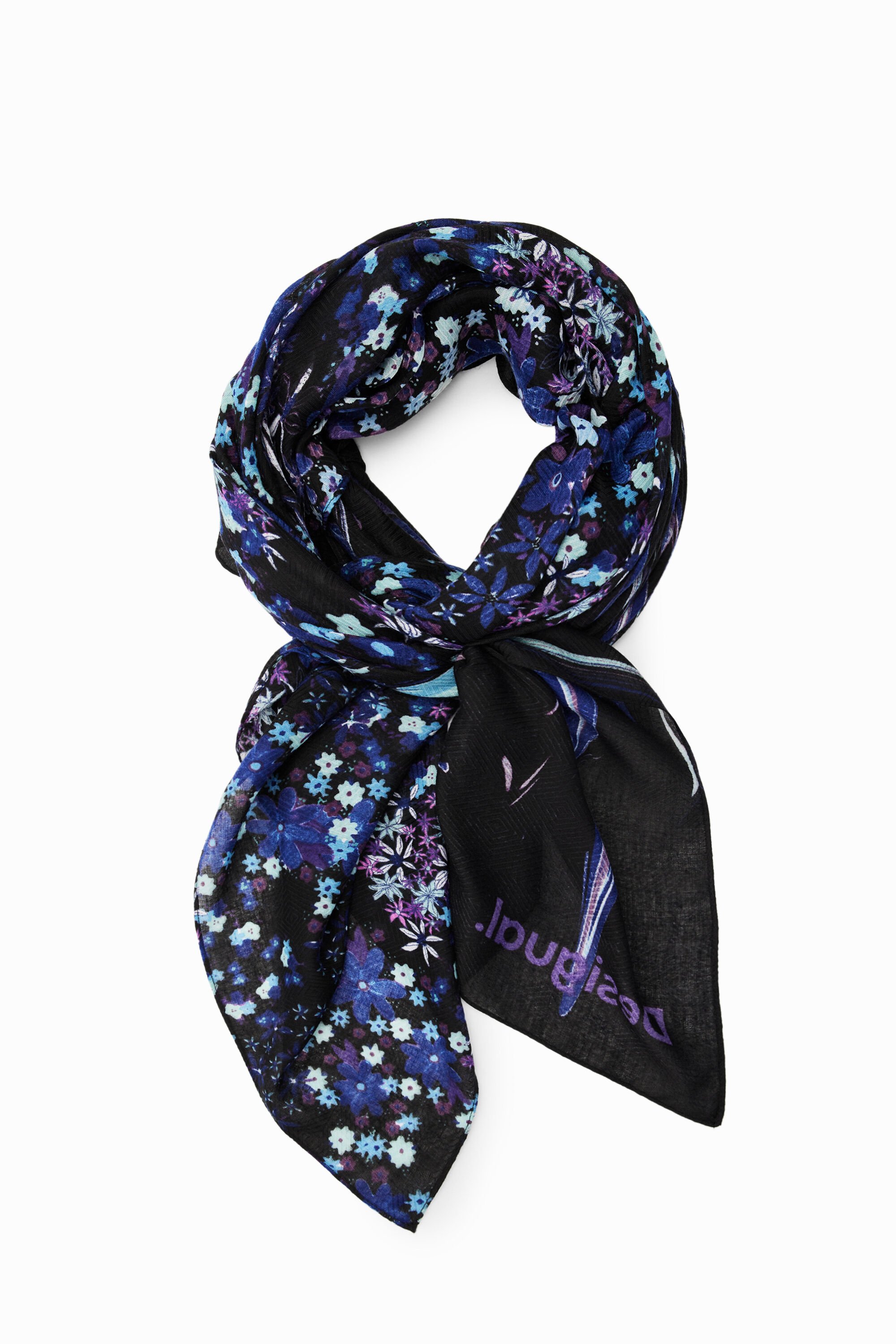 Foulard rectangulaire fleurs