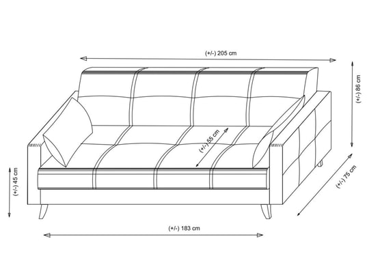 CONCEPT1 - Canapé lit Polya 3 places beige 205 x 75 x h86