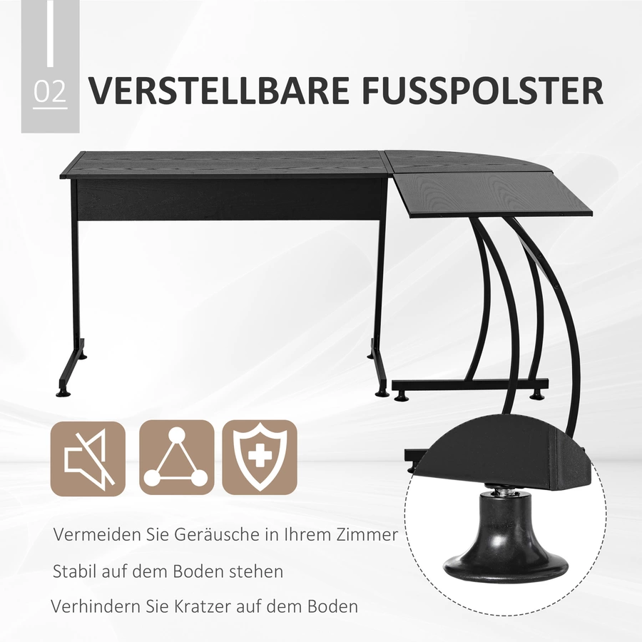 HOMCOM Schreibtisch Ideal für kleine Räume, modernes Design Schwarz