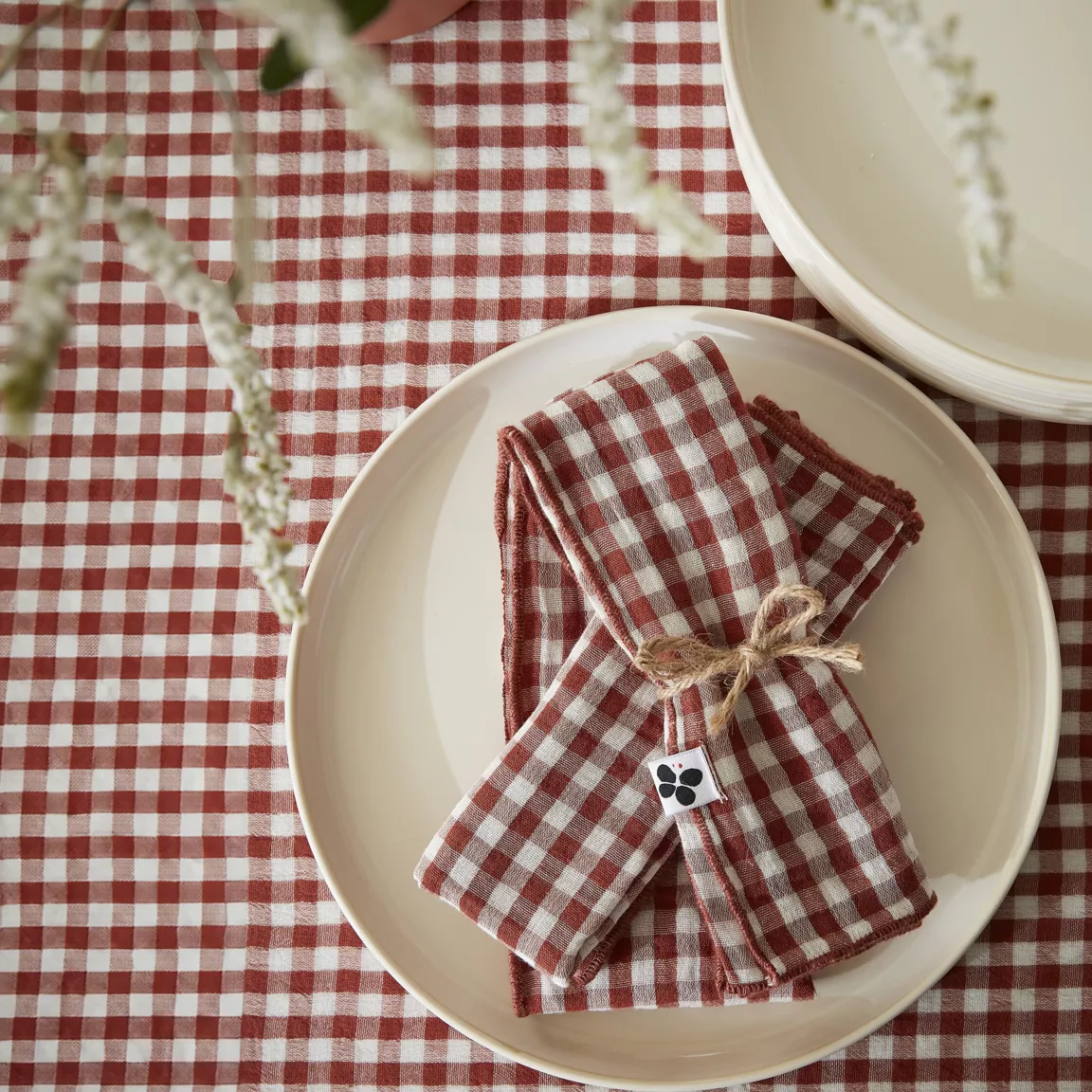 Lot de 3 serviettes gaze de coton (40 x 40 cm) Vickie Terracotta