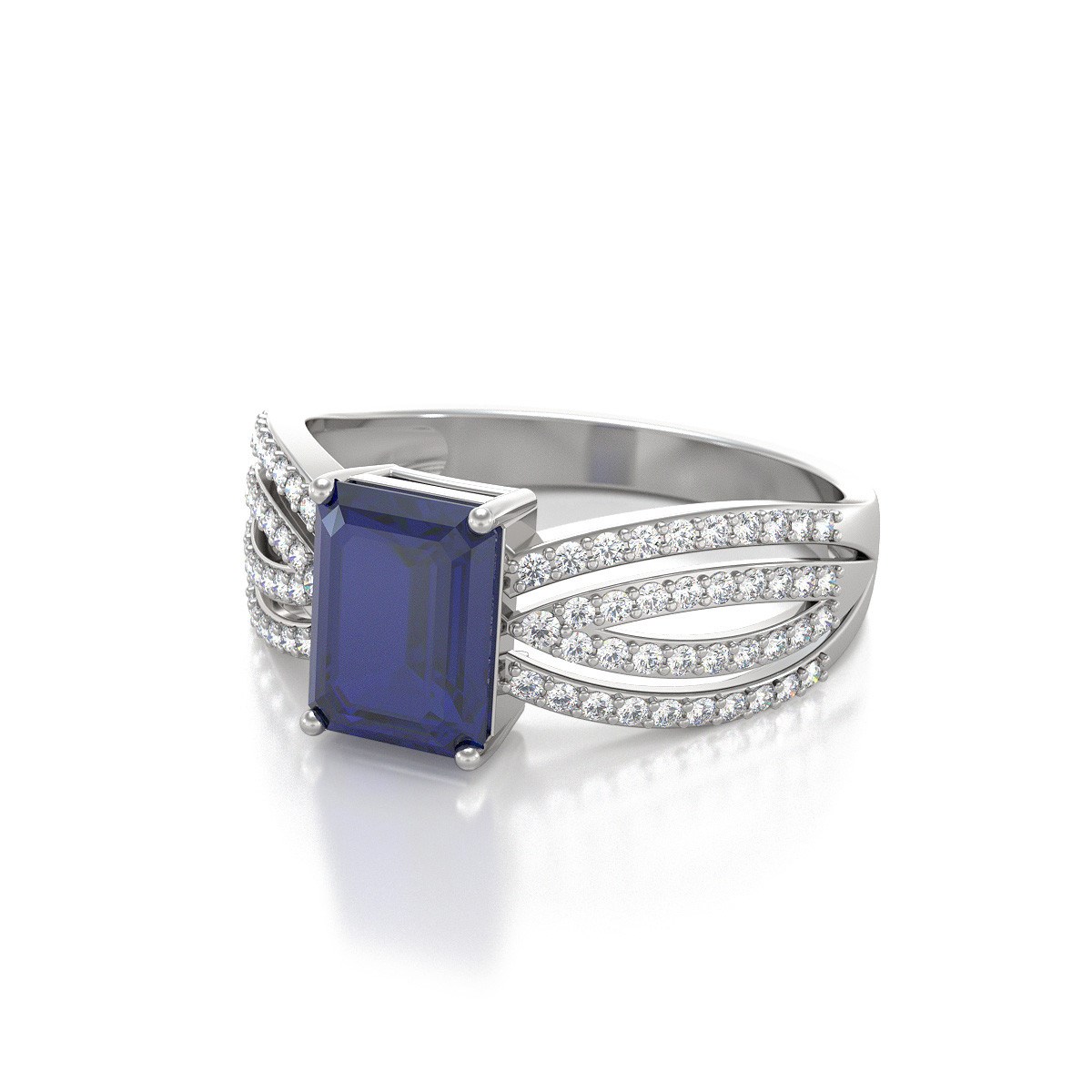 Bague ADEN Or 585 Blanc Saphir et diamants 2.97grs