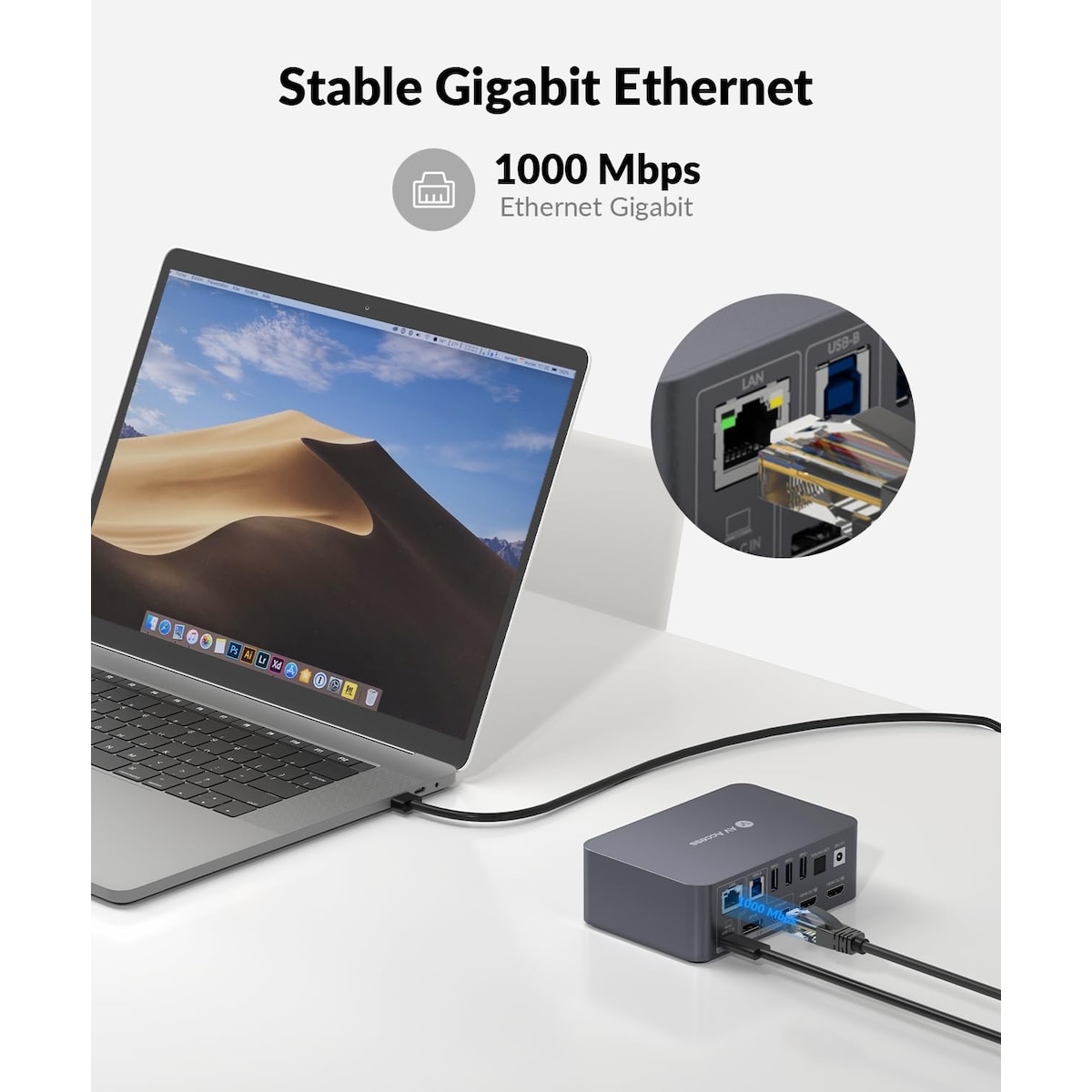 AV Access-dokkingstasjon og KVM-svitsj 2 til 2 USB-C & DP+HDMI til HDMI, 4K60Hz, 5x USB-A, 1x USB-C PD 60W, 3,5 mm AUX, SD-kortspor og Toslink