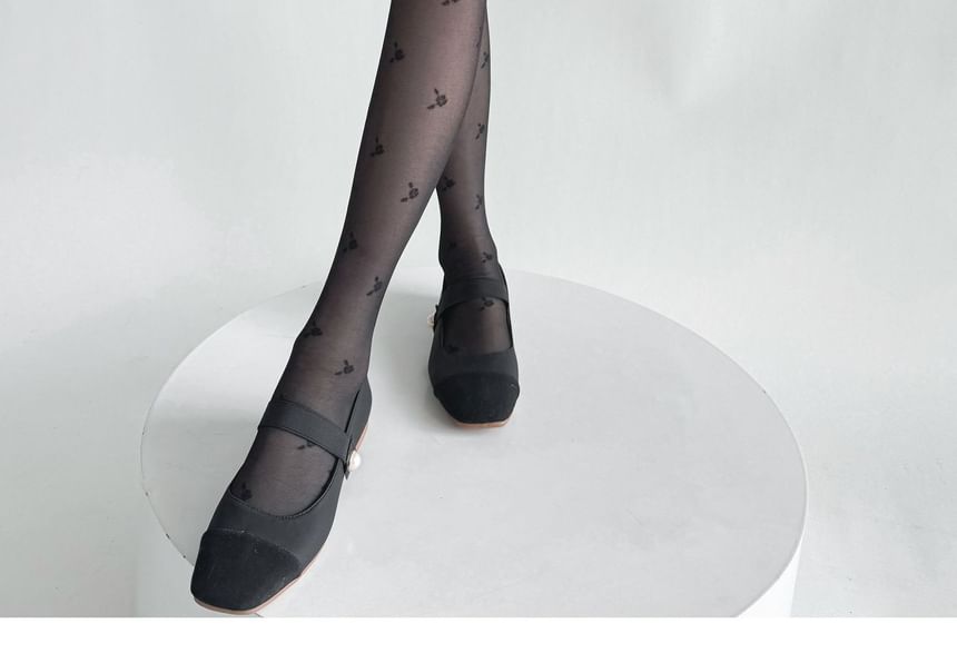 Allinya - Bloemen doorschijnende panty's