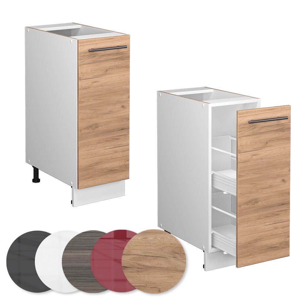 Vicco Apothekerunterschrank Küchenschrank Küchenmöbel Fame-Line Weiß Eiche modern 30 cm Küche Einbauküche Einschübe Aufbewahrung Küchenzeile