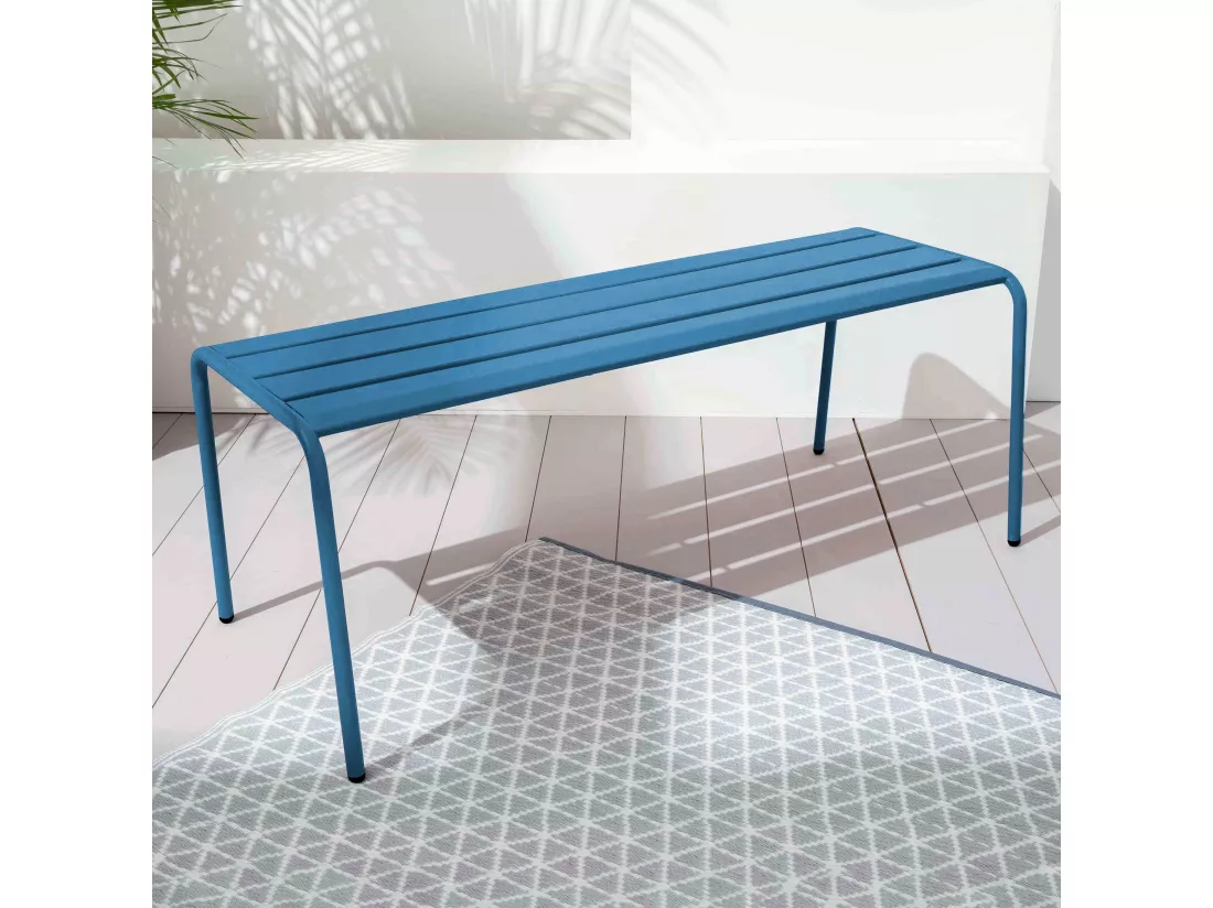 Banc de jardin en acier bleu pacific - Palavas