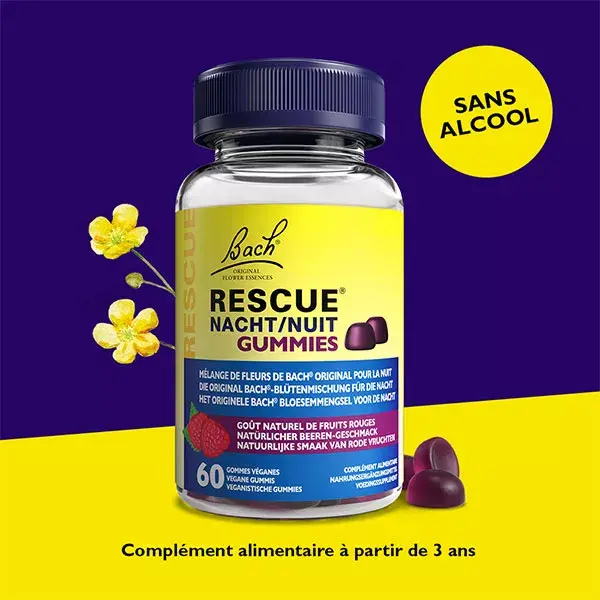 Rescue Nuit Gummies saveur Fruits rouges 60 unités