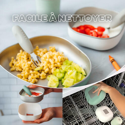 Coffret repas Inox Sage green - BEABA