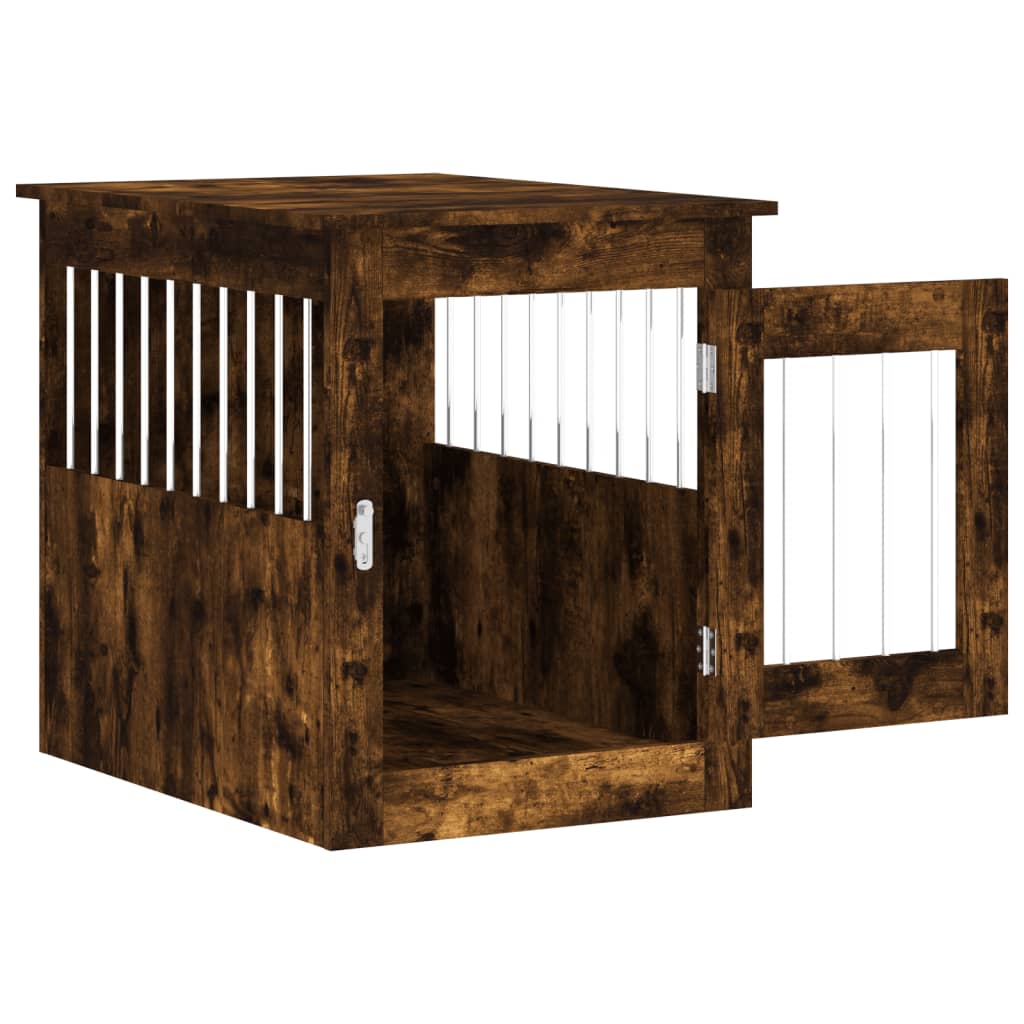 Meuble de cage pour chiens chêne fumé 55x75x65 cm