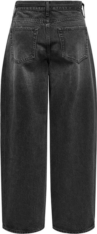 Only - Onlgianna Mw Straight - Jeans - Washed Black - 100% Katoen