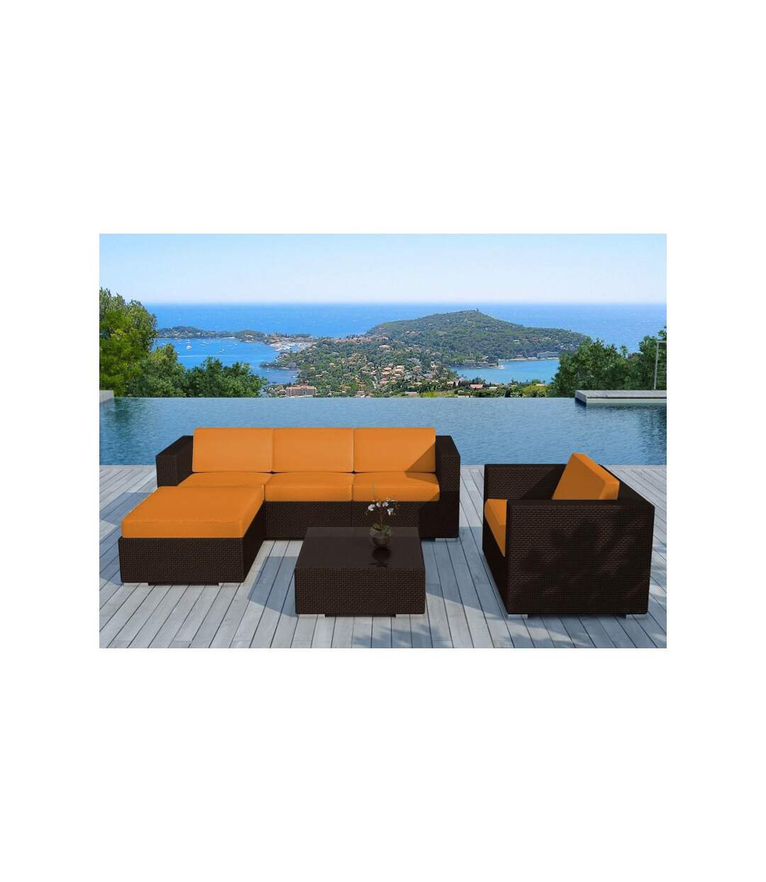 Paris Prix - Salon De Jardin En Résine valentino Orange & Marron