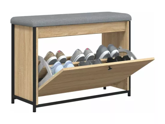 Banc à chaussures tiroir rabattable chêne sonoma 82x32x56 cm