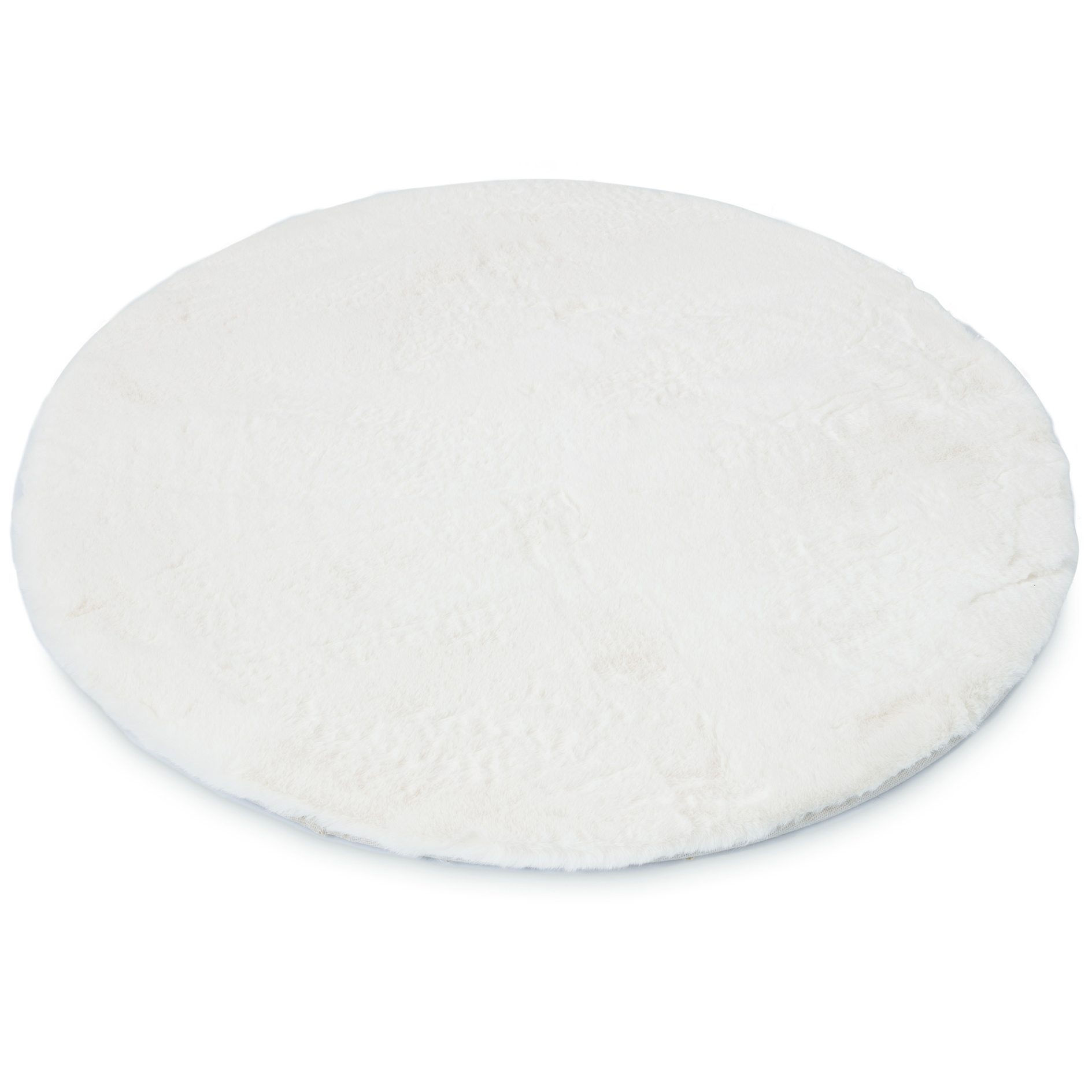 Kunstfellteppich - white - rund - Ø 90 cm