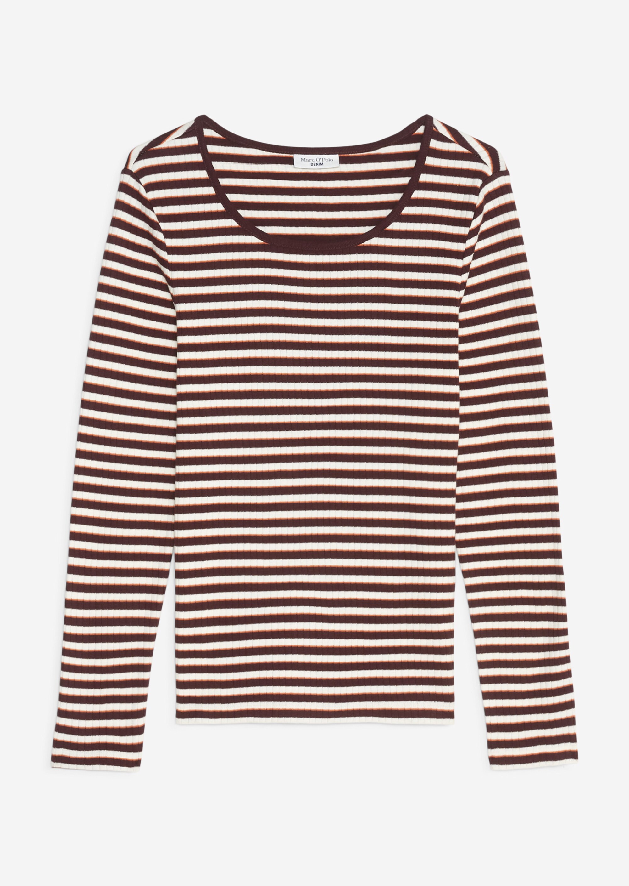 Gestreiftes Longsleeve slimaus geripptem Interlock-Jersey