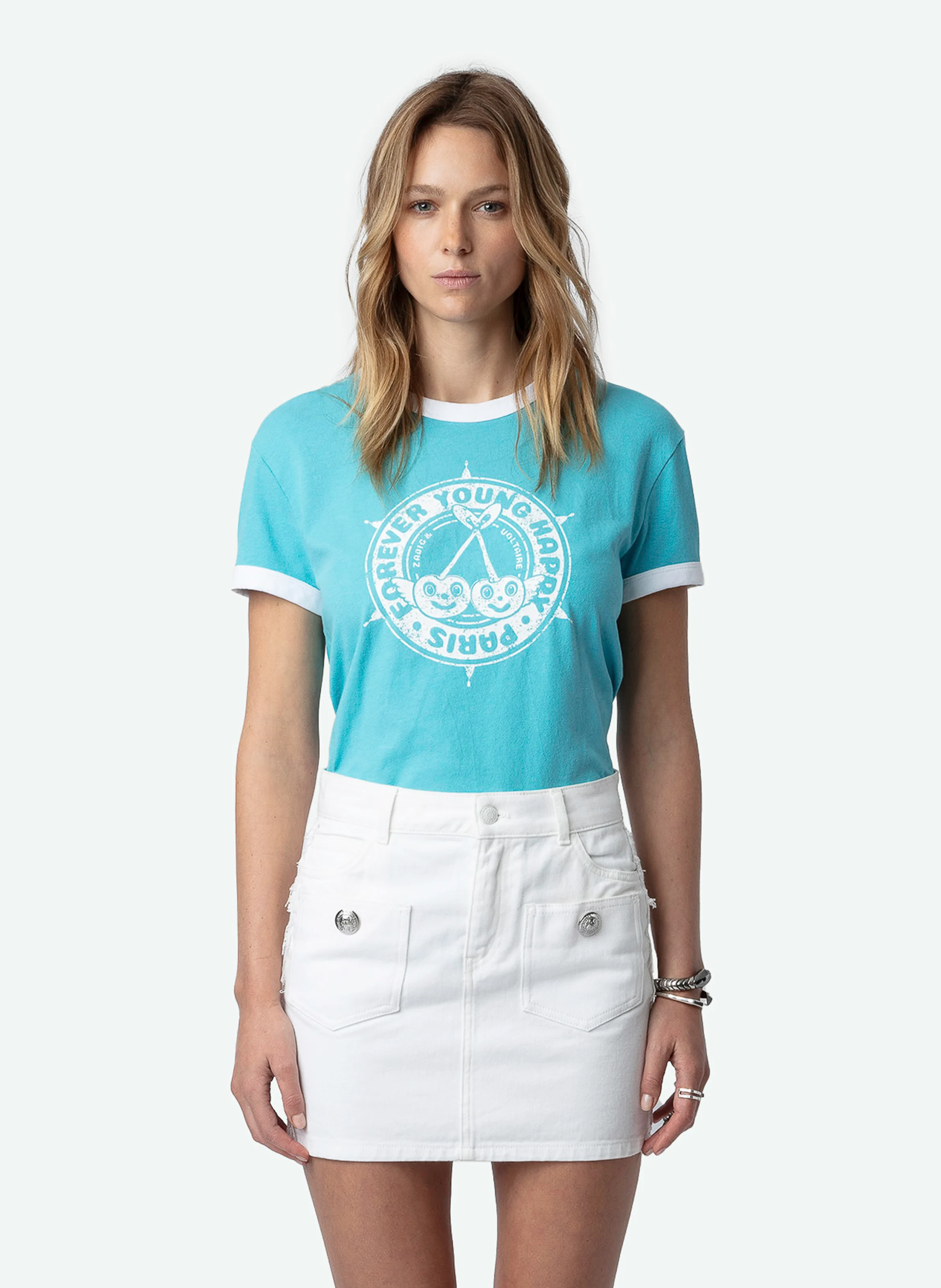 WALK - Tee-shirt col rond blason en coton bio | Bleu