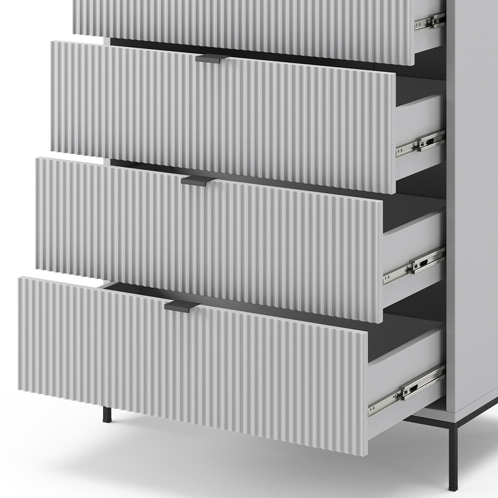 Vicco Kommode Eliza, Grau 76 x 42 cm, mit 5 Schubfächer, Wohnzimmer, Schlafzimmer