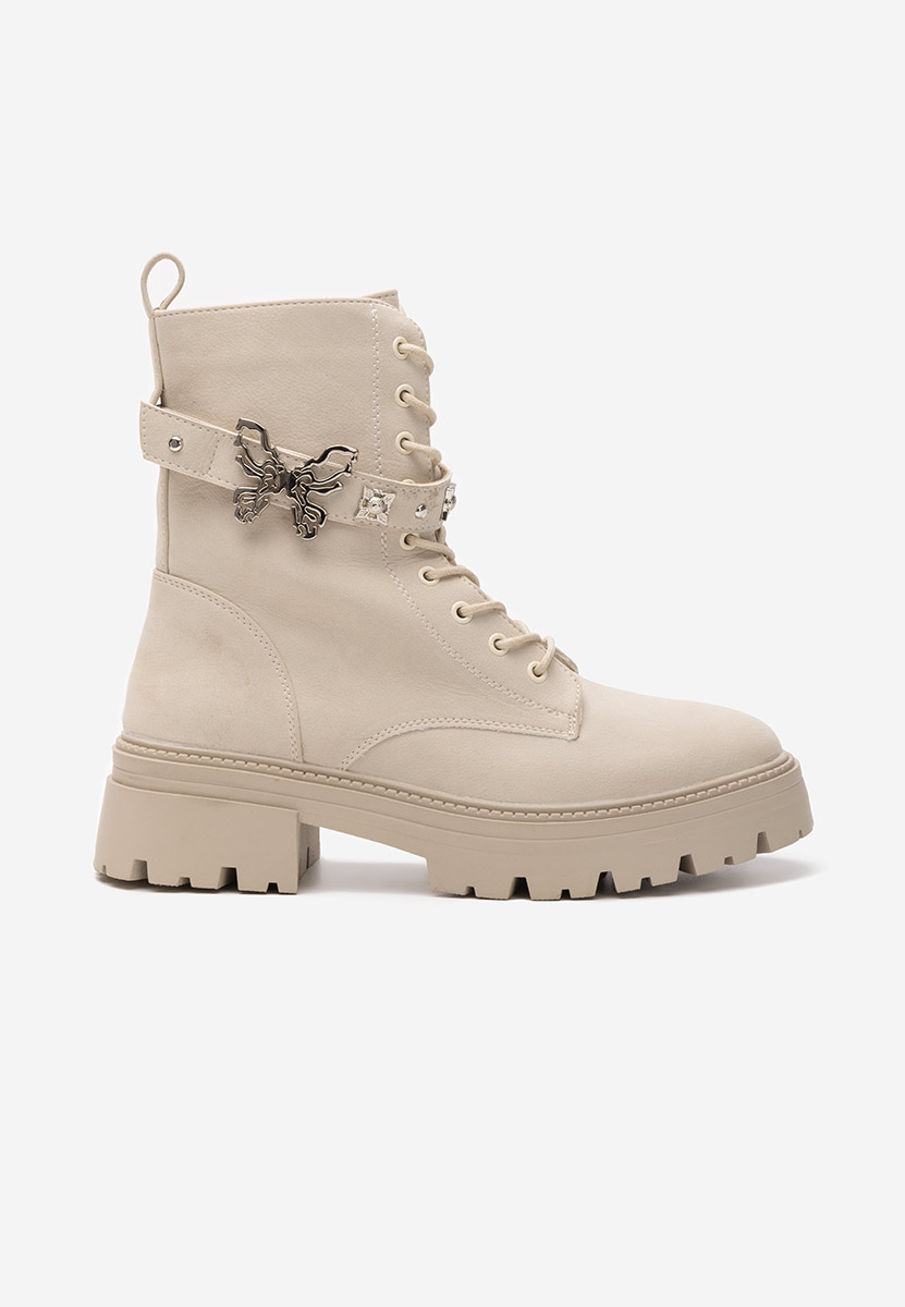 Bottines rangers femme beige Barebria