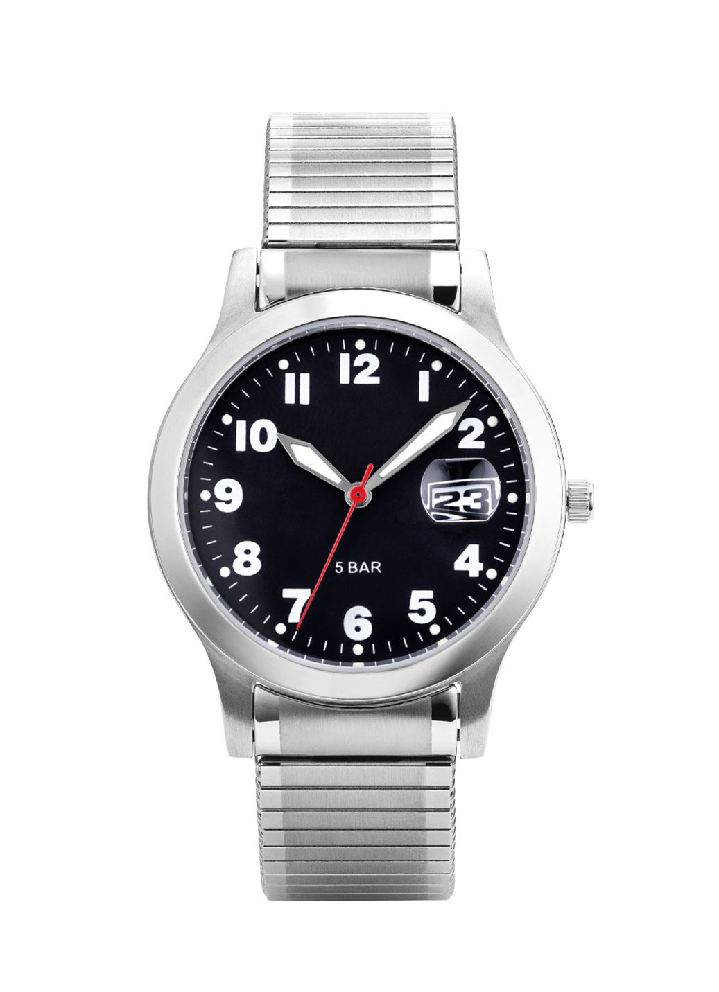 Para-Quartz-Herrenuhr mit Edelstahlzugband