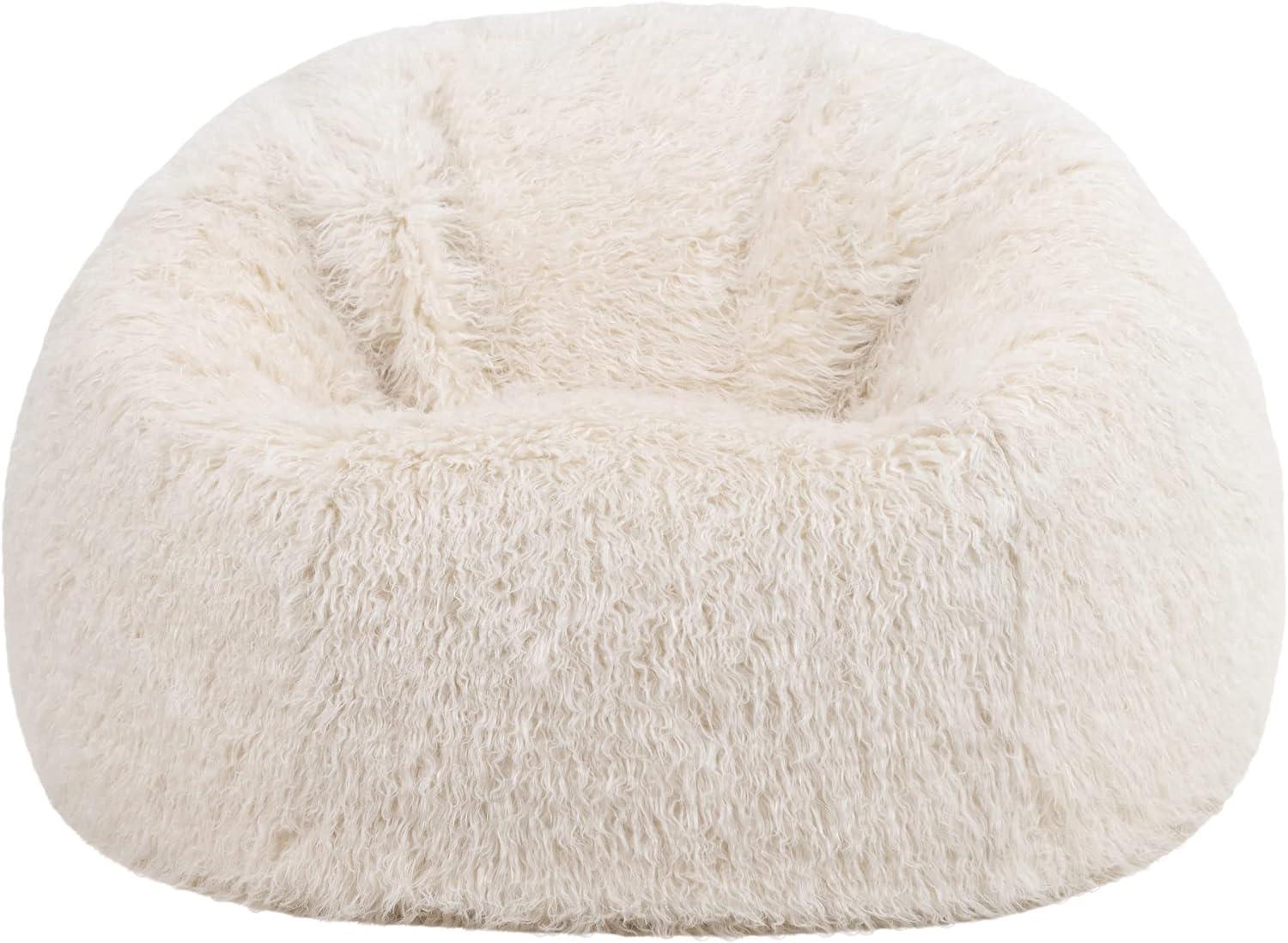 Icon Kunstfell Sitzsack, Mongolisch Weiß, Sitzsack Erwachsene mit Füllung, Bean Bag, Flauschig Sessel, Lounge Sessel, Lounge Stuhl, Schlafzimmer, Wohnzimmer, Wohnzimmer Möbel