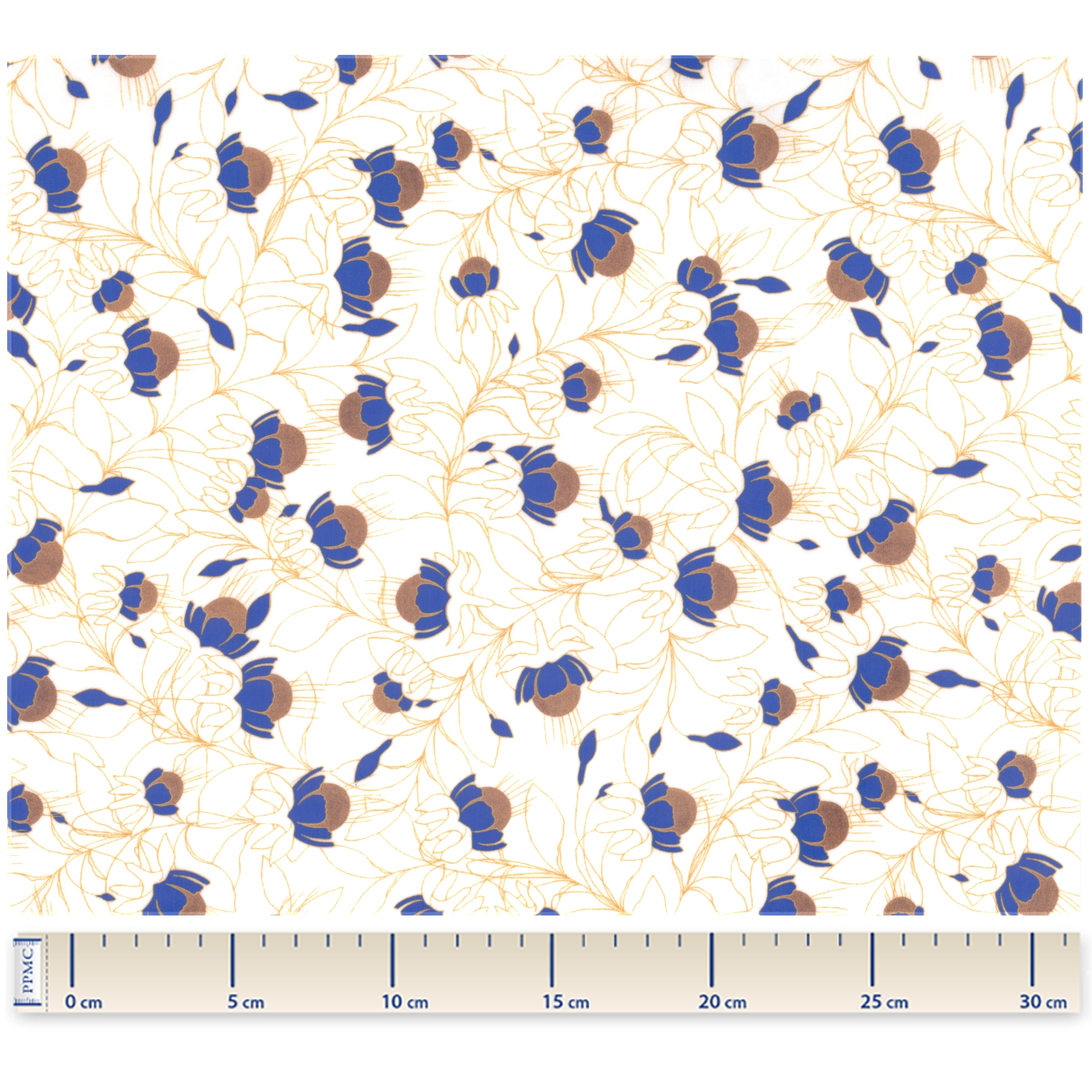 Coupon Tissu Enduit De 35Cm Ex2301 Clochettes Enchantées Cobalt